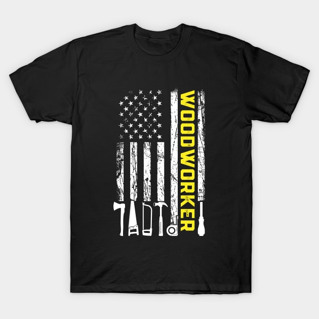 American Flag Woodworker carpenter T-Shirt by Crazyshirtgifts